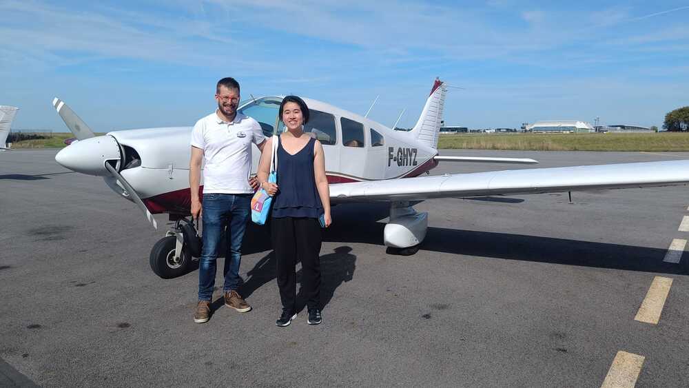 Rémy and Noëlia in front of PA28 F-GHYZ